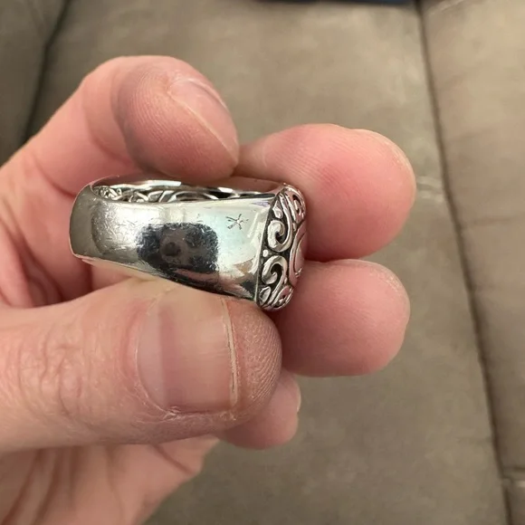 Effy Balissima BH 925 Sterling Silver 18K Gold Crackle-Look Pebble Dome Ring - Picture 13 of 14